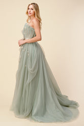 Bridgerton Inspired Sage Tulle Ball Gown